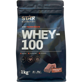 Proteinpulver Chokladsmak Whey-100 1kg Star Nutrition.