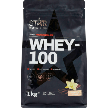 Proteinpulver Vaniljsmak Whey-100 1kg Star Nutrition.
