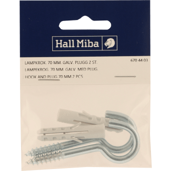 Lampkrok med plugg 70mm 2-p Hall Miba.