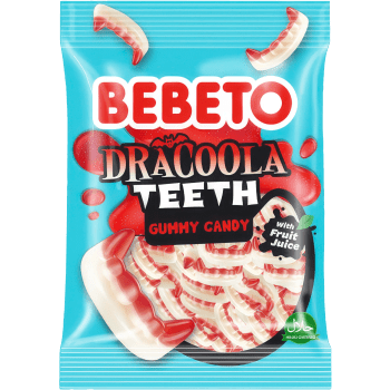 Gelégodis Vampyrtänder Med Jordgubbs- och Vaniljsmak 80g Bebeto.