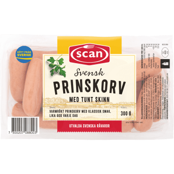 Prinskorv med skinn 300g Scan.