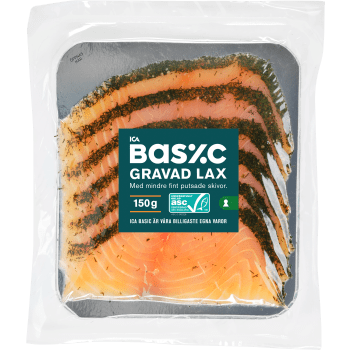Lax Gravad Skivad Upptinad 150g ICA Basic.
