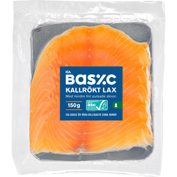Lax Kallrökt Skivad Upptinad 150g ICA Basic.