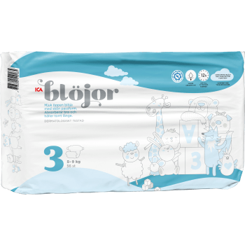 Öppna Blöjor Strl 3 5-9 kg 56-p Miljömärkt ICA.