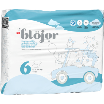 Öppna blöjor Strl 6 13-20kg 40-p Miljömärkt ICA.