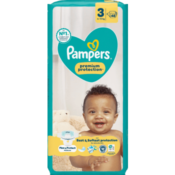 Blöjor Premium Protection Strl 3 6-10kg VP 48p Pampers.