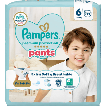 Byxblöjor Premium Protection Pants Strl 6 13-19kg 27p Pampers.