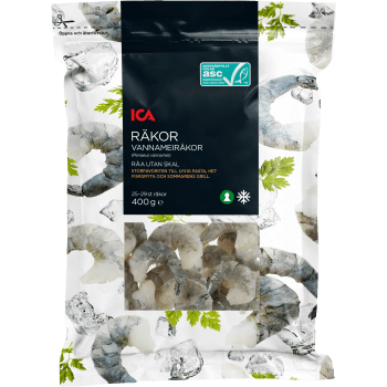 Vannameiräkor råa 400g ICA.