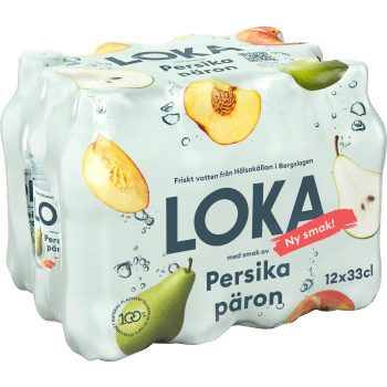 Kolsyrat Vatten Persika/Päron 12-p 33cl Loka.