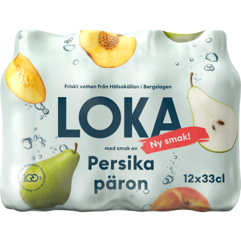 Kolsyrat Vatten Persika/Päron 12-p 33cl Loka.