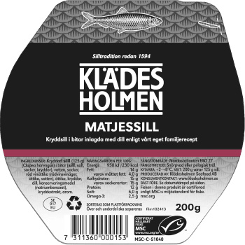 Matjessill i bit 200g Klädesholmen.