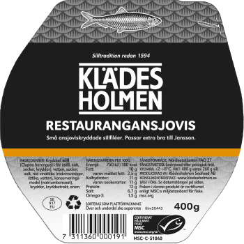Restaurangansjovisfilé 400g Klädesholmen.