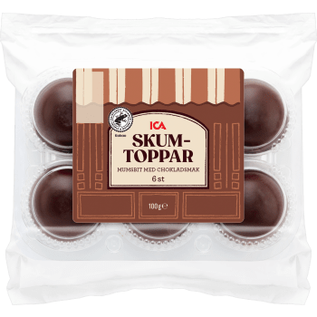 Skumtoppar med chokladsmak 6-p 100g ICA.