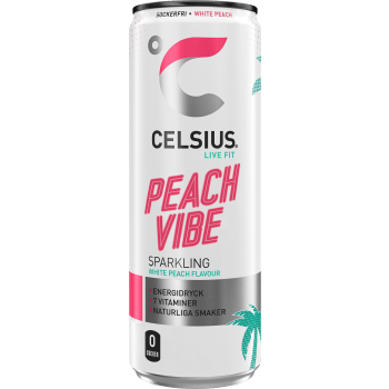 Energidryck Peach Vibe Celsius.