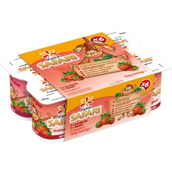 Yoghurt Safari Jordgubb & Hallon 6-p 750g Yoplait.