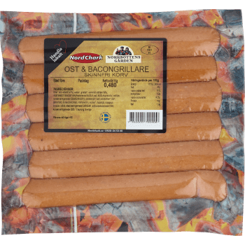 Ost & bacon Grillare Skinnfri 480g Nordchark.
