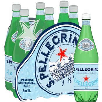 Mineralvatten 6-pack 1l San Pellegrino.