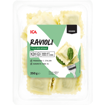 Ravioli Färsk med Spenat Vegansk 250g ICA.