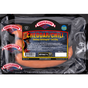 Kryddkorv Cheddar/chili 240g Korvpojkarna.