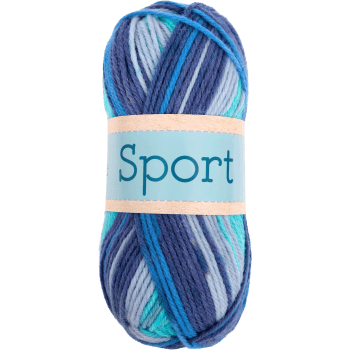 Garn Sport 1026 Turkos, Blå & Ecru 100g Falkgarn.