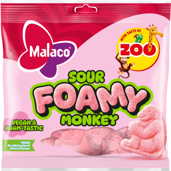 Godispåse Zoo Sour Foamy Monkey 115g Malaco.