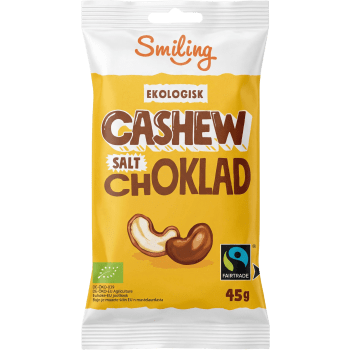 Cashewnötter Med Salt Och Choklad Eko 45g Smiling.