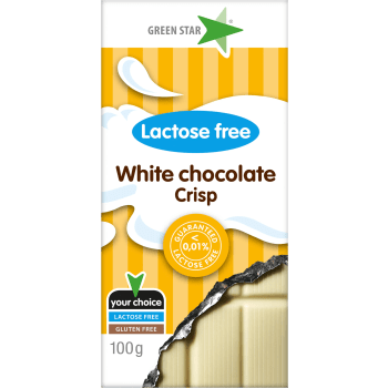 Chokladkaka Vit chokladcrisp Laktosfri 100g Greenstar.