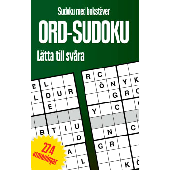 Ord-Sudoku, sudoku med bokstäver : lätta till svåra, 274 utmaningar.