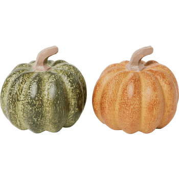 Pumpa 7cm orange/grön 2p Festive.