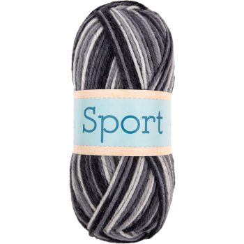 Garn Sport 1023 Svart & Grå 100g Falkgarn.