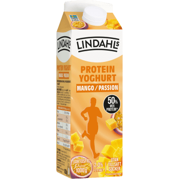 Proteinyoghurt Mango Passion Laktosfri 2% 1000g Lindahls.