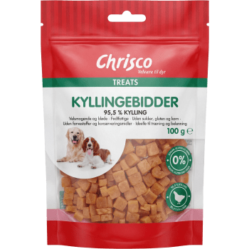 Kompletteringsfoder Hund Kycklingbitar 100g Chrisco.