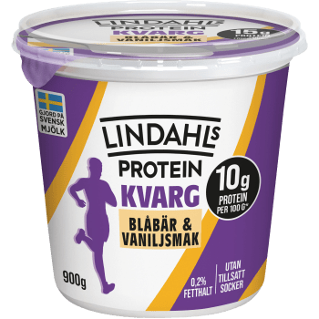 Kvarg Blåbär & Vaniljsmak 0,2% 900g Lindahls.