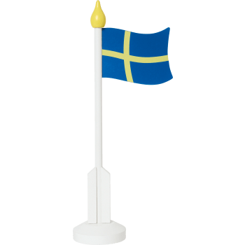 Svensk flagga med fot.