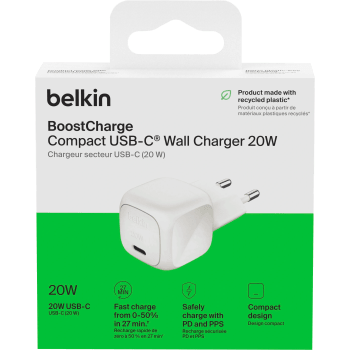 Väggladdare 20W PD USB-C Belkin.