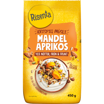 Krispig Müsli Mandel & Aprikos 450g Risenta.