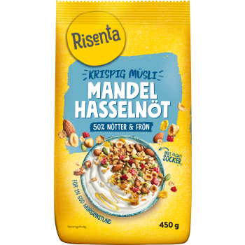 Krispig Müsli Mandel & Hasselnöt 450g Risenta.