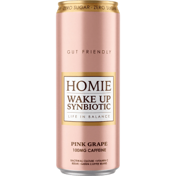 Energidryck Wake Up Synbiotic Med Smak Av Pink Grape 330ml Homie.