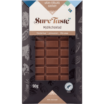 Mjölkchoklad Utan Tillsatt Socker 90g SureTaste.