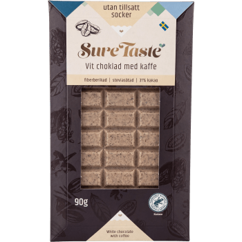Vit Choklad Med Kaffe Utan Tillsatt Socker 90g SureTaste.