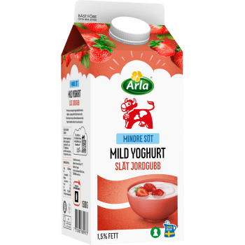 Yoghurt Mild Jordgubb 1,5% lättsockrad 1500g Arla Ko®.