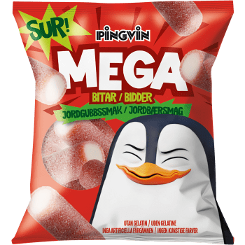 Pingvin Megabitar Sur Jordgubb Påse 115g.