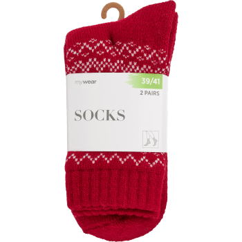 Socka 2p grå/röd 39/41 mywear.