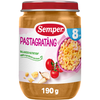 Pastagratäng med skinka & ost Från 8m 190g Semper.