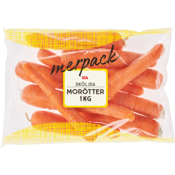 Tvättade morötter 1kg Klass 1 ICA.