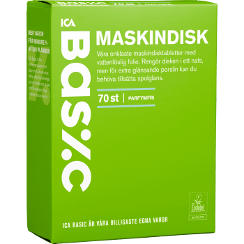 Maskindisktabletter Parfymfri 70-p ICA Basic.