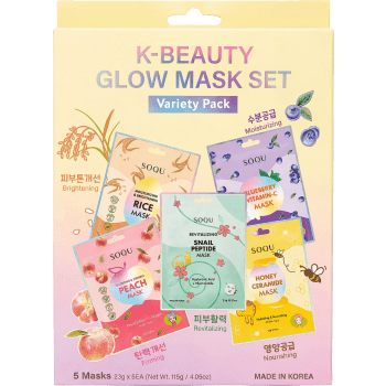 Presentförpackning Ansisktsmasker Glow Sheet Mask Set 5-p SOQU.