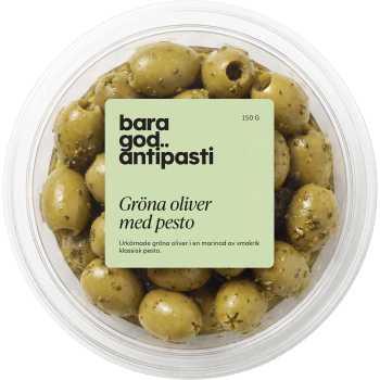 Gröna Oliver Med Pesto 150g Bara god.