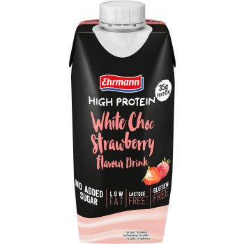 Proteindryck Vit Choklad Jordgubb 330 ml Ehrmann.