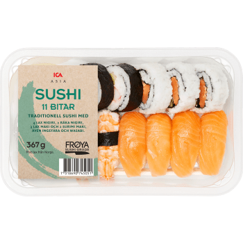 Sushi 11 bitar 367g ICA Asia.